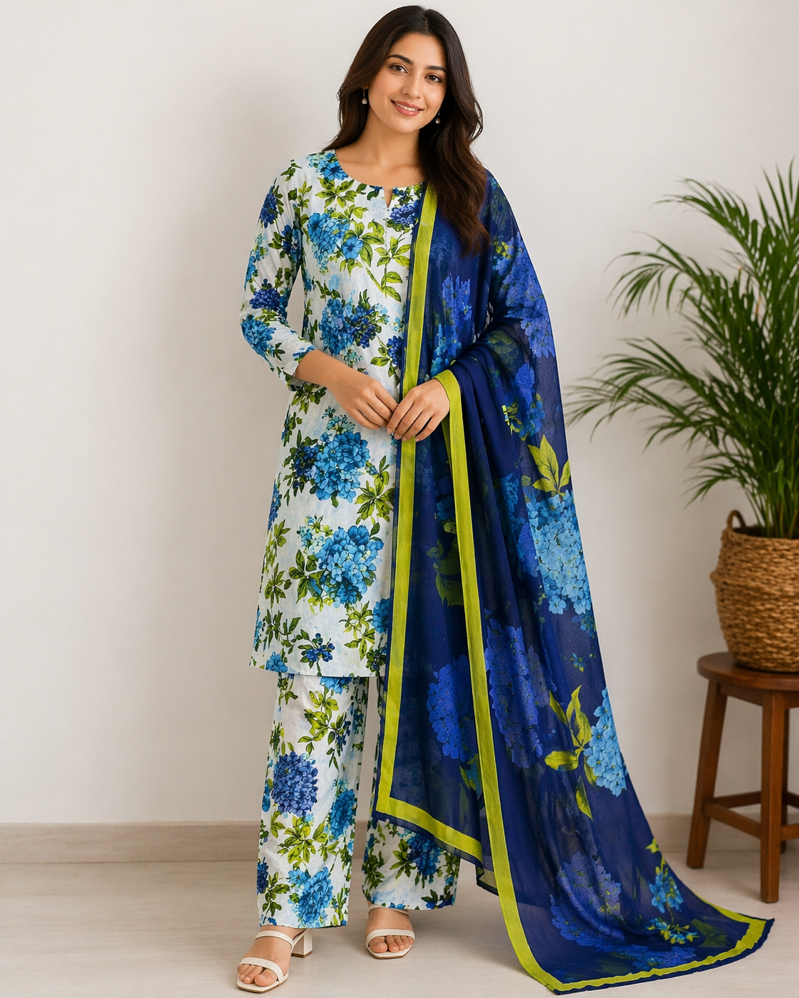 M Print inspired 3 piece lawn B548