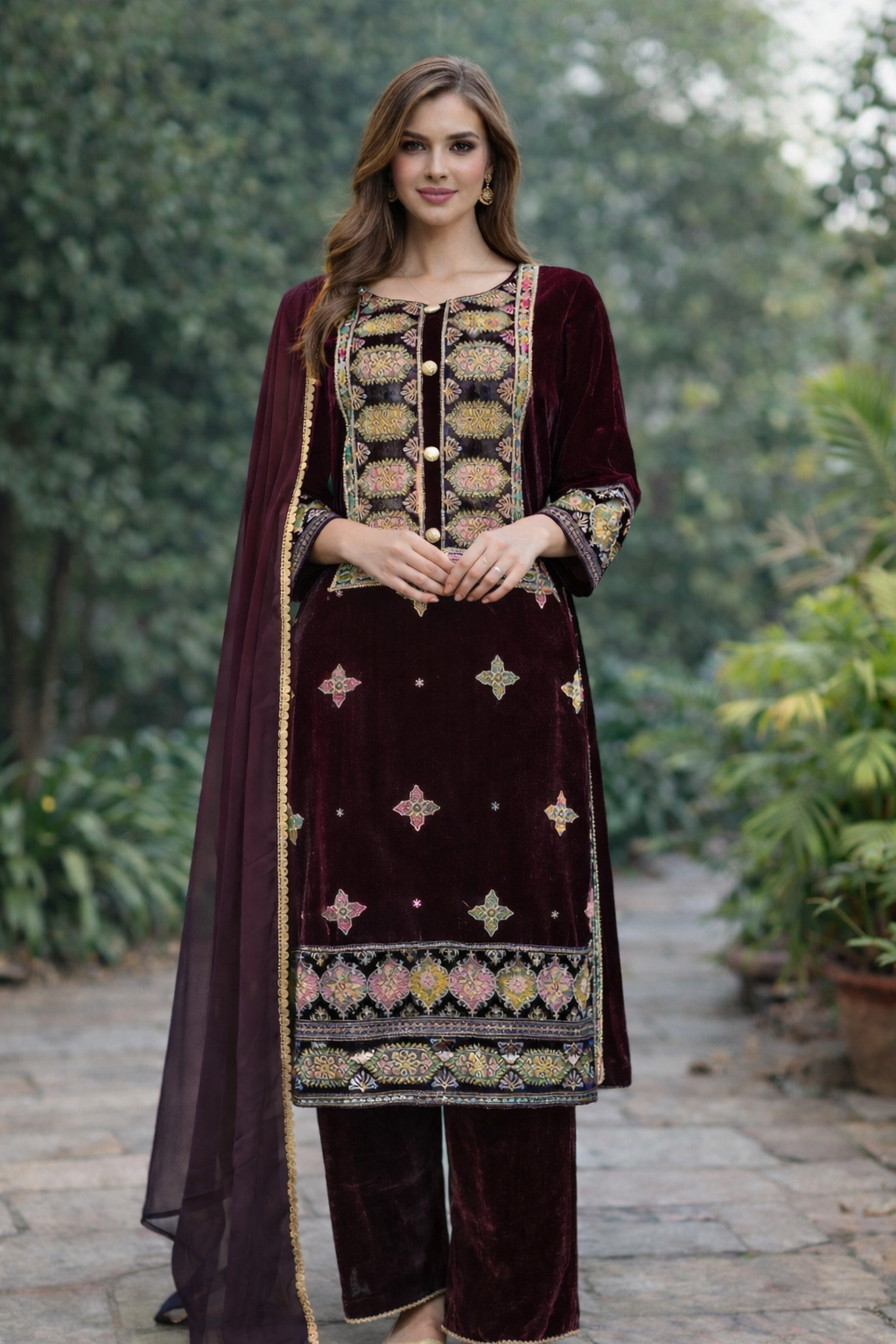 Brit 3 piece Valvet_81042 Pakistani ladies suit B426