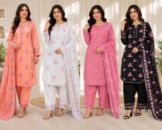 BRIT 3 piece luxury cotton ladies dress B649