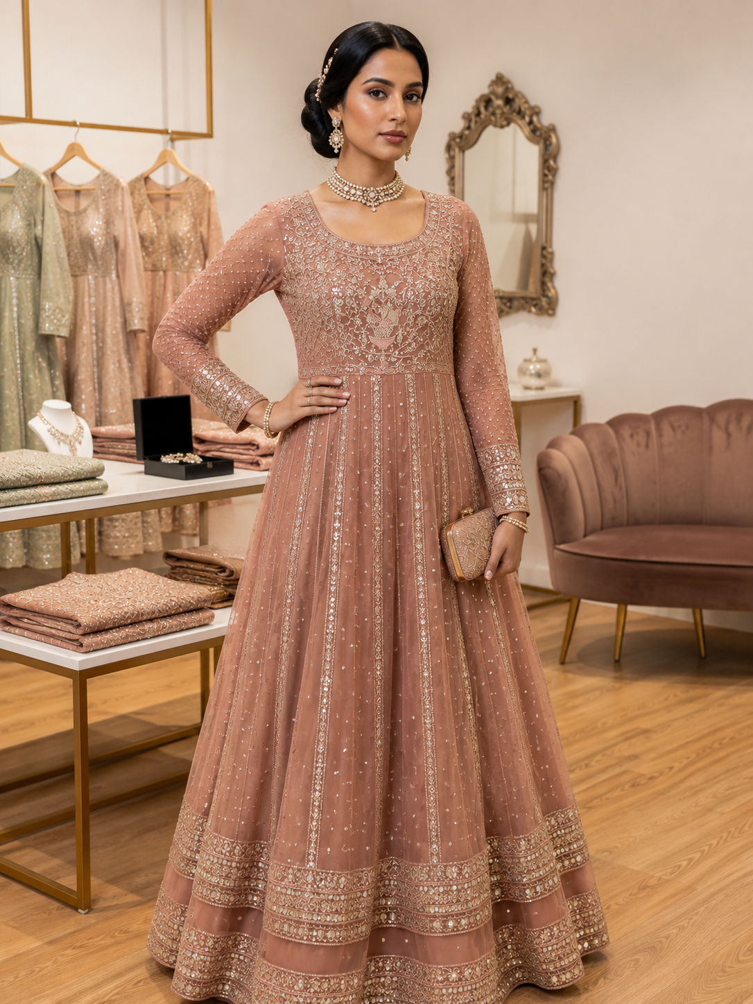 BRIT 3 piece luxury Designer chiffon Maxi collection B718