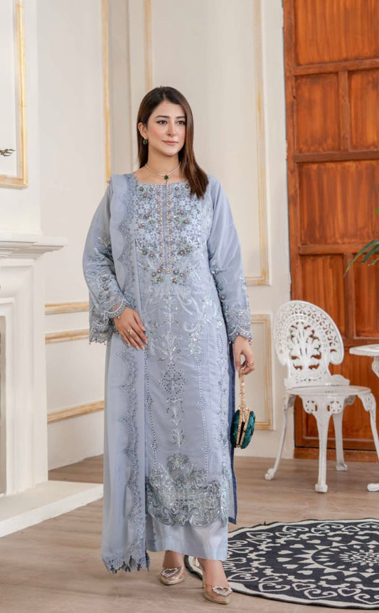 Maria B inspired 3 piece luxury chiffon _81042 Pakistani ladies suit Black B302