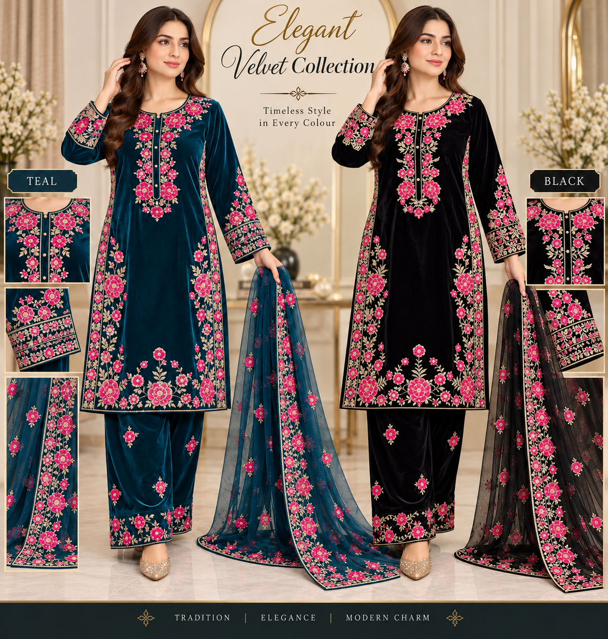 Brit 3 piece luxury Valvet_81042 Pakistani ladies suit B296