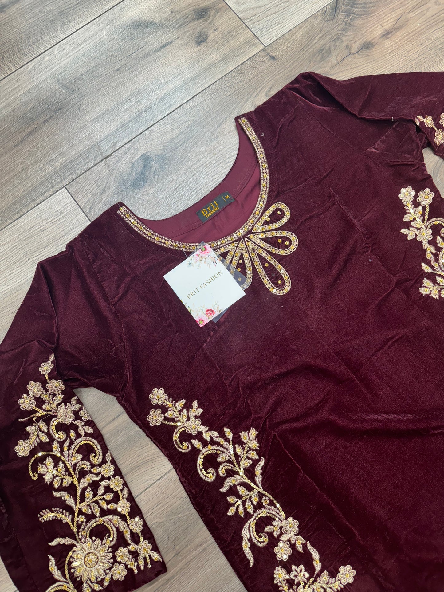 Brit 3 piece luxury Designer Valvet winter Pakistani ladies suit B320