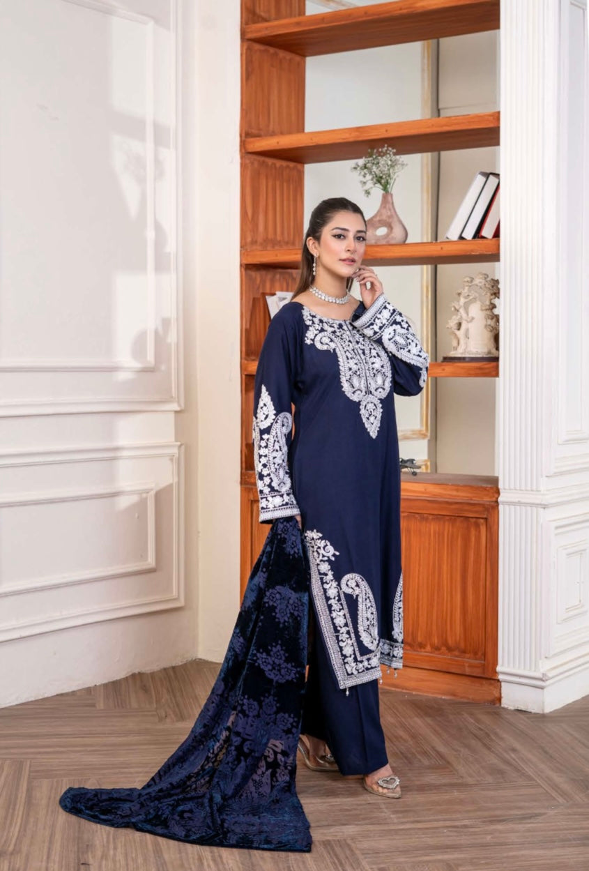 Brit 3 piece Dhanak with plachi shawl_81042 Pakistani ladies suit B298