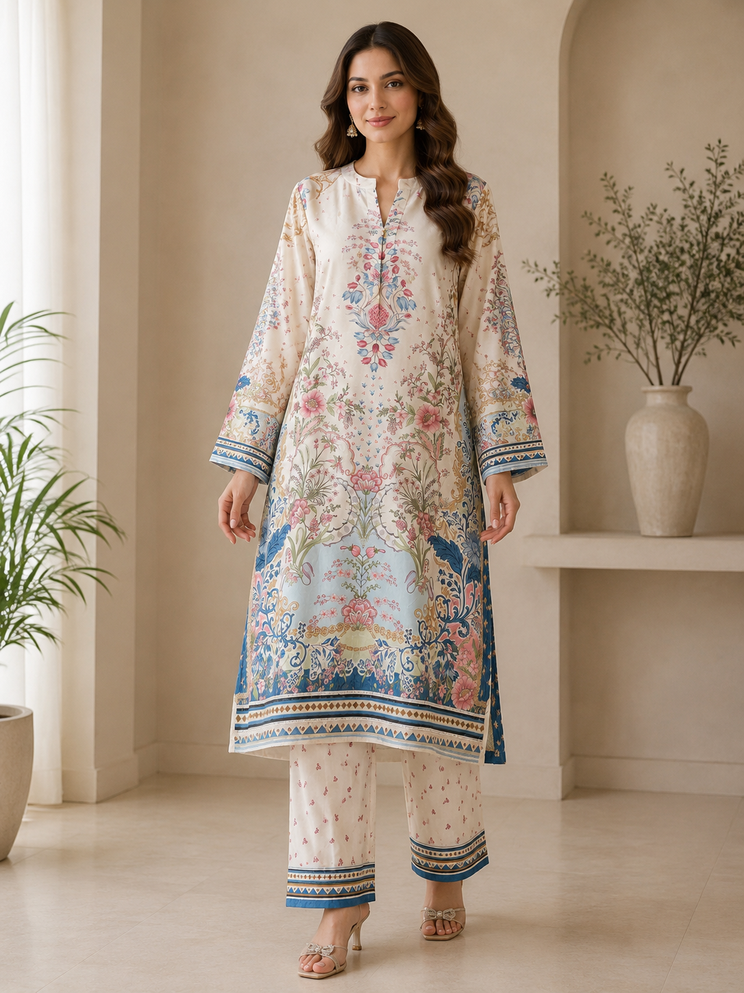 BRIT 2 piece silk Kaftaan collection ladies dress B743