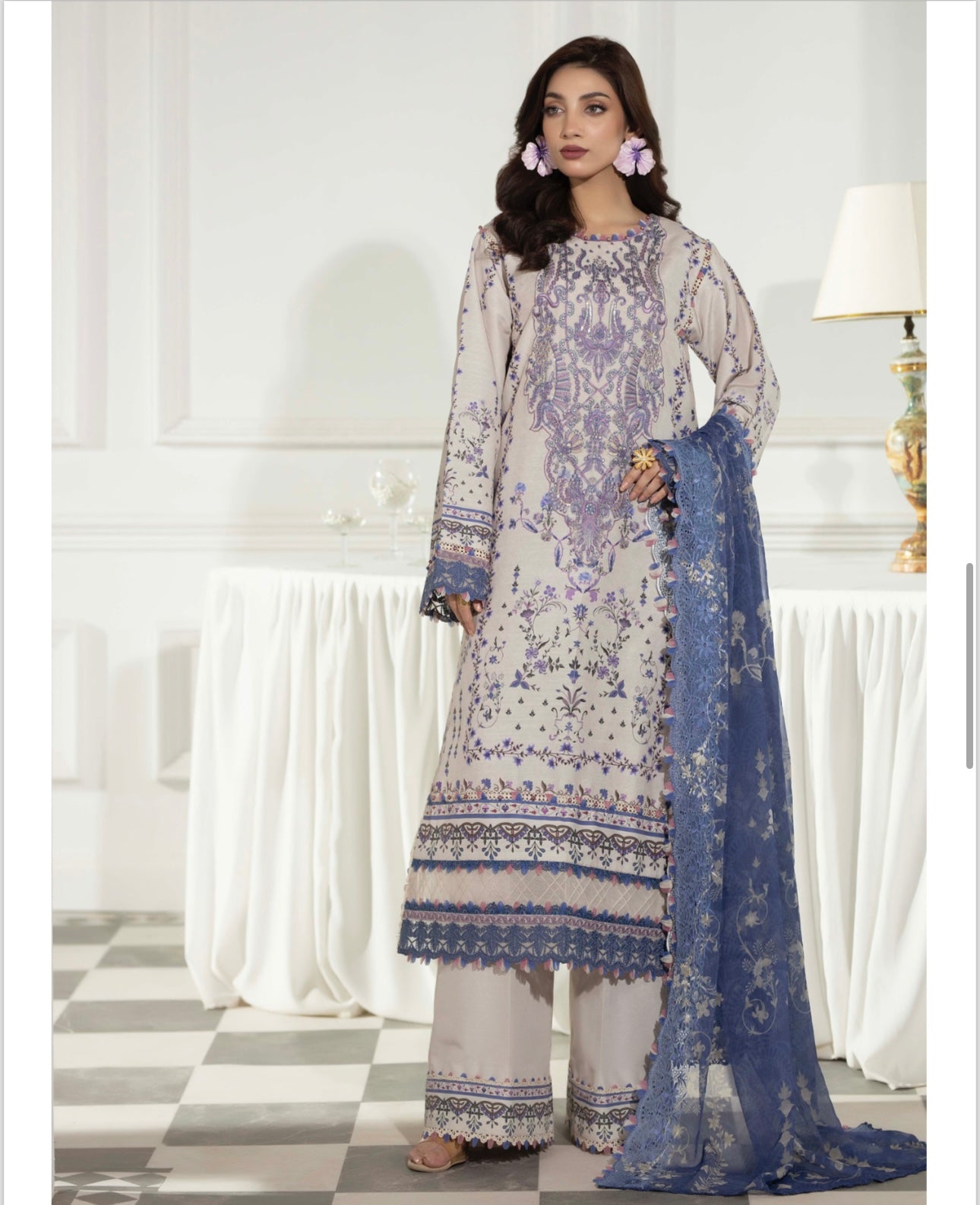 Brit 3 piece winter Slub_81042 Pakistani ladies suitTeal B417