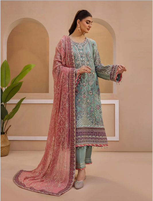 Baruque chentelle 3 piece luxury chiffon_81042 Pakistani ladies suit B225