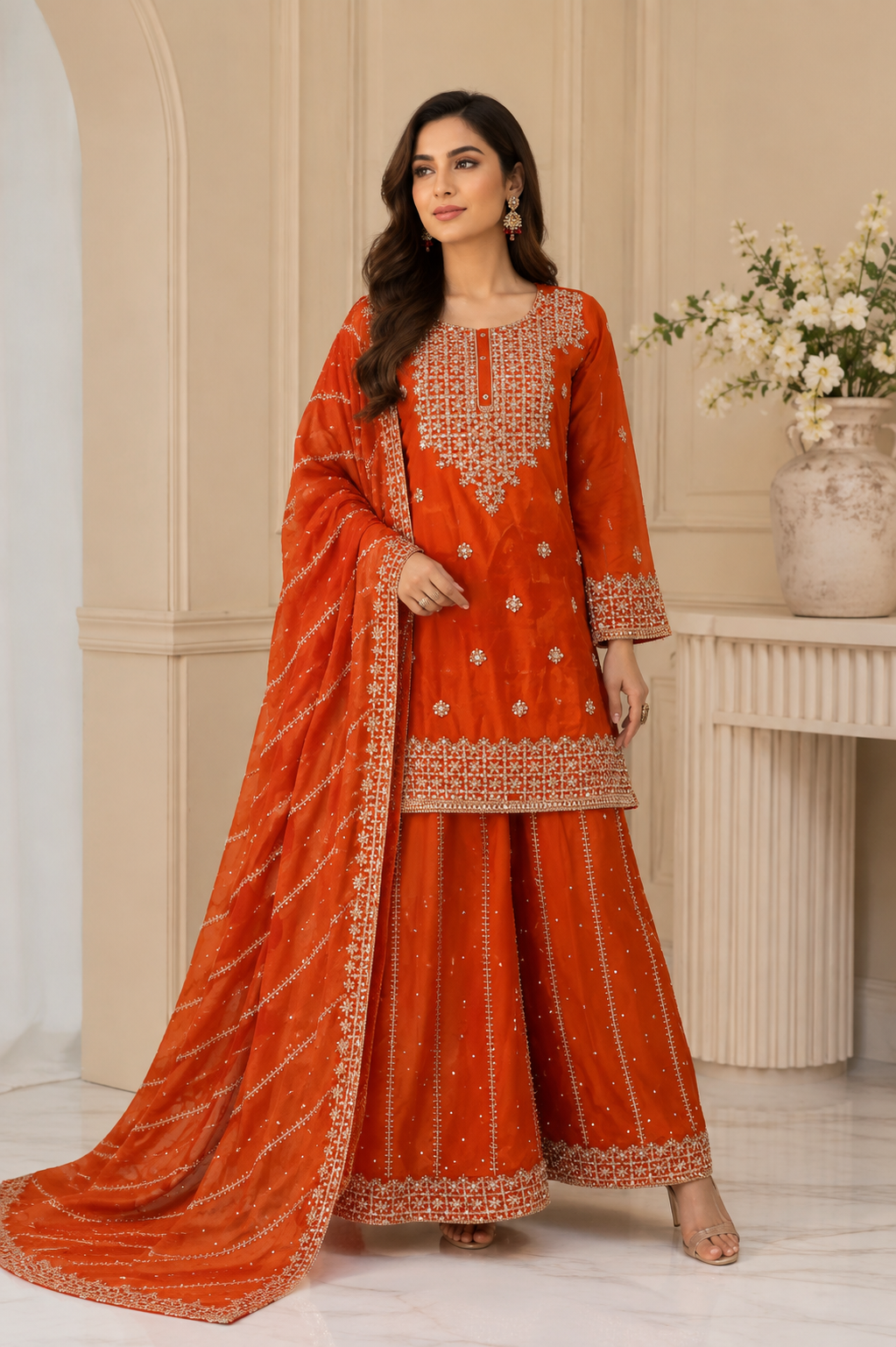 Brit 3 piece luxury chiffon ladies dress B698