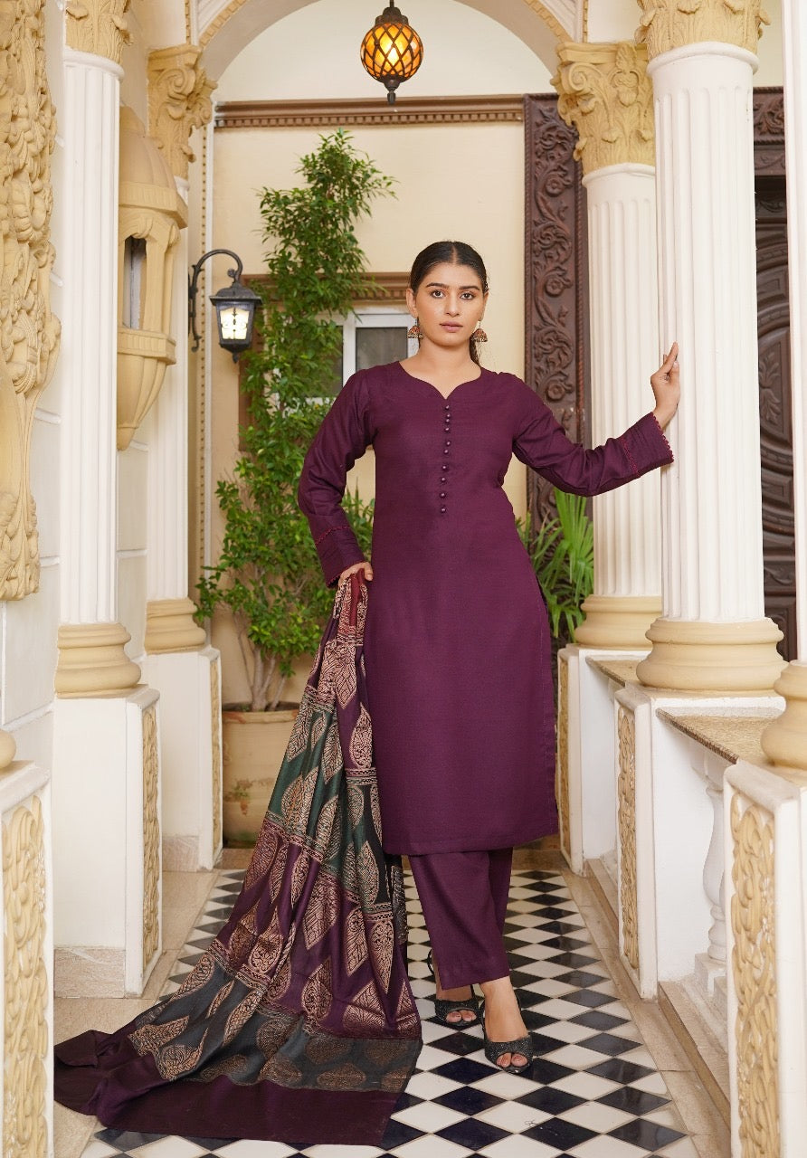 Brit 3 piece Dhanak Pakistani ladies Winter collection suit B406