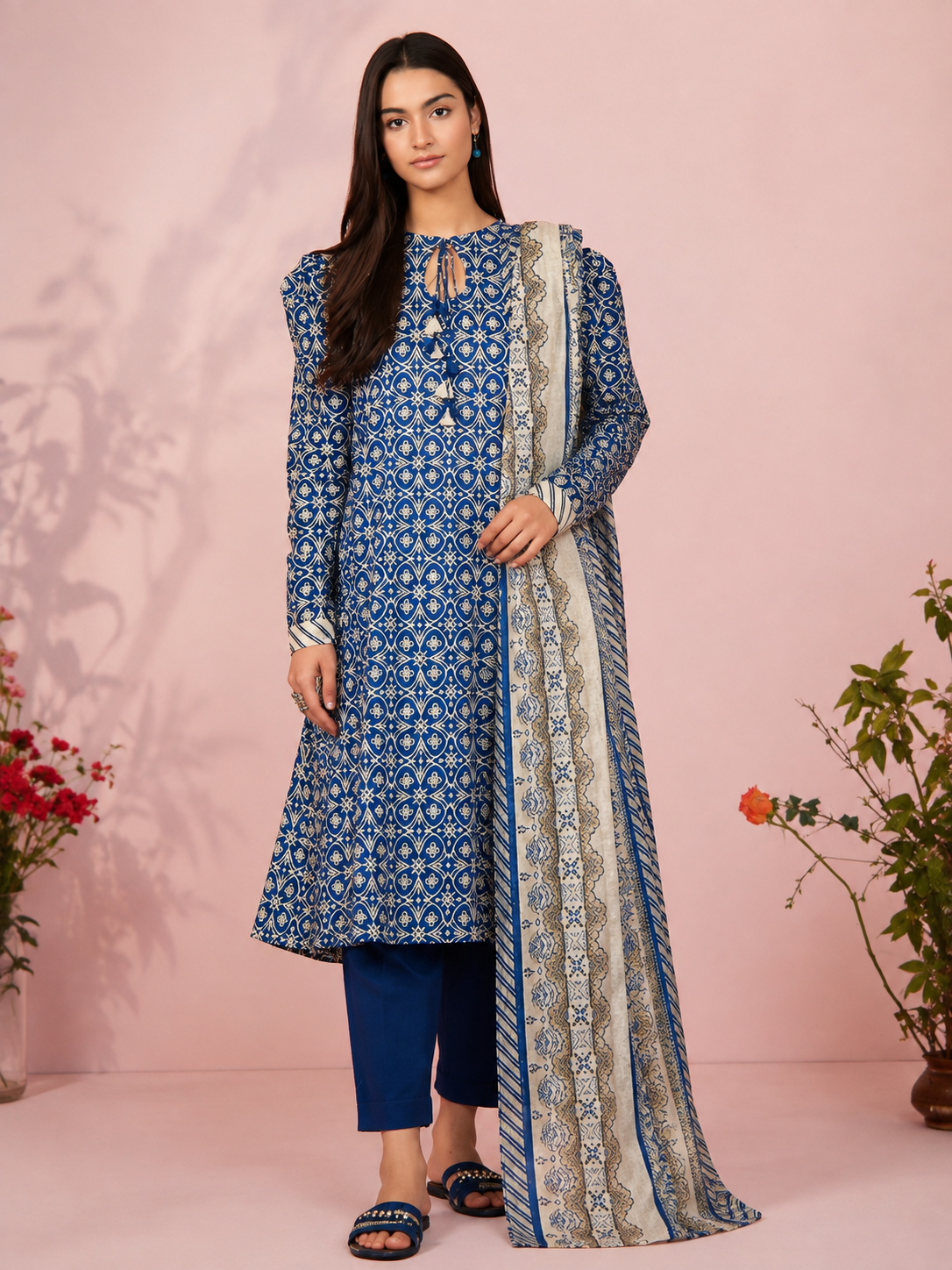 SAPPHIRE inspired 3 piece luxury lawn collection ladies dress B682