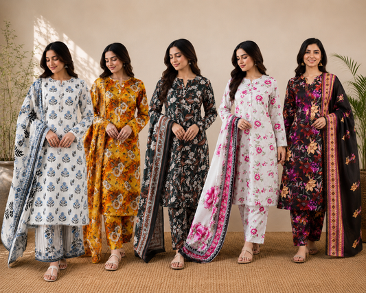 M print inspired 3 piece  luxury lawn_81042 Pakistani ladies suit B631