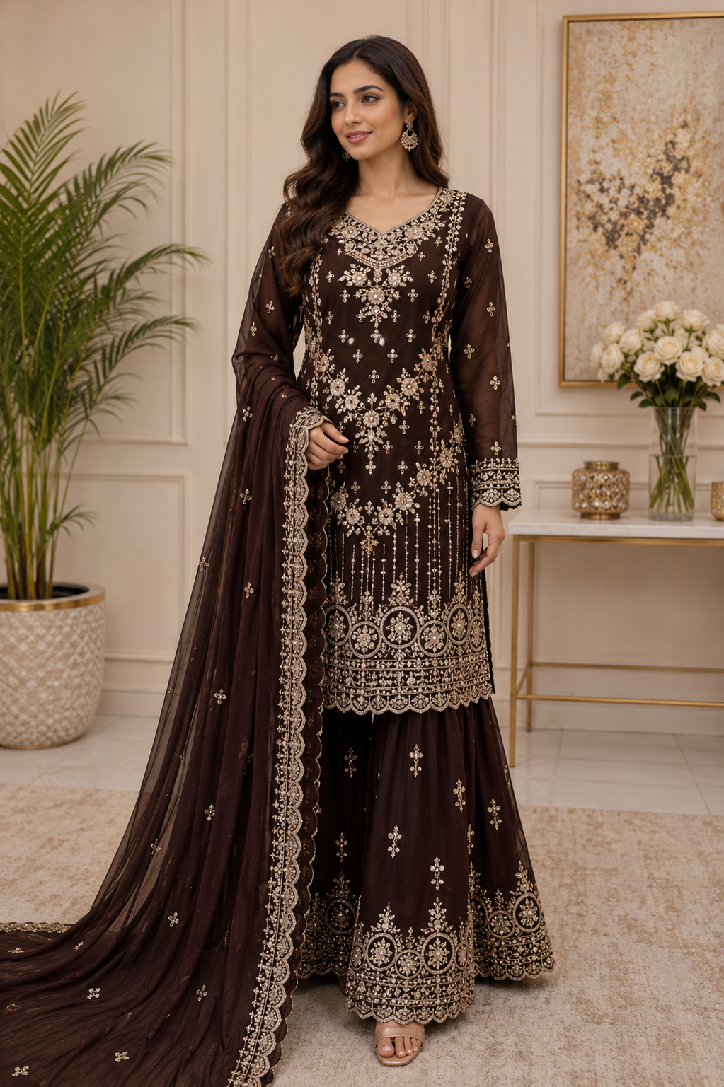 Mother and daughter 3 piece chiffon 81042 Pakistani ladies suit B615