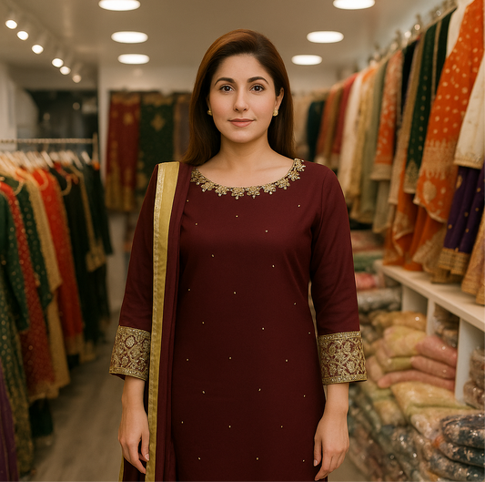 BRIT 3 piece lux CHIFFON_100311 Pakistani ladies suit B209