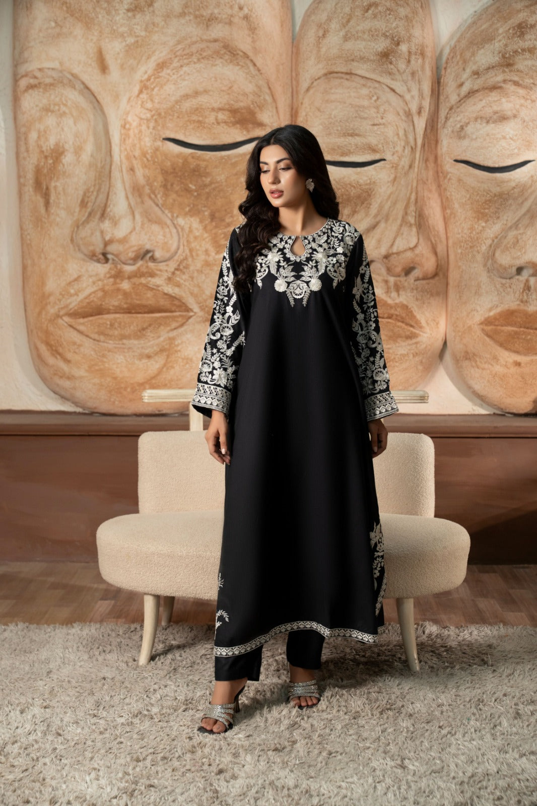 ETHINIC 2 piece designer linen collection ladies dress B738