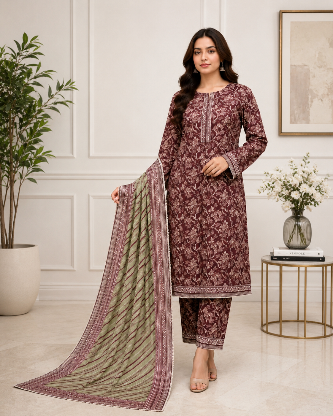 Bin Saeed 3 piece luxury lawn collection ladies dress B671