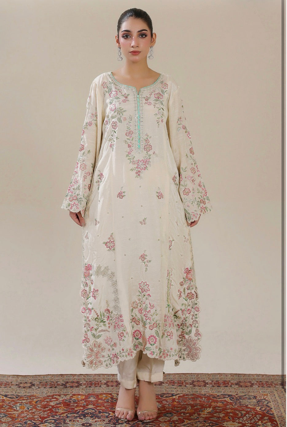 ETHNC 3 piece luxury grip raw silk ladies dress B657