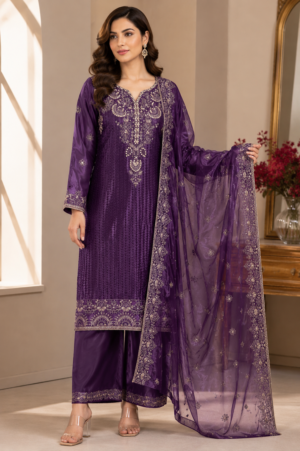 Brit 3 piece luxury silk ladie dress B693