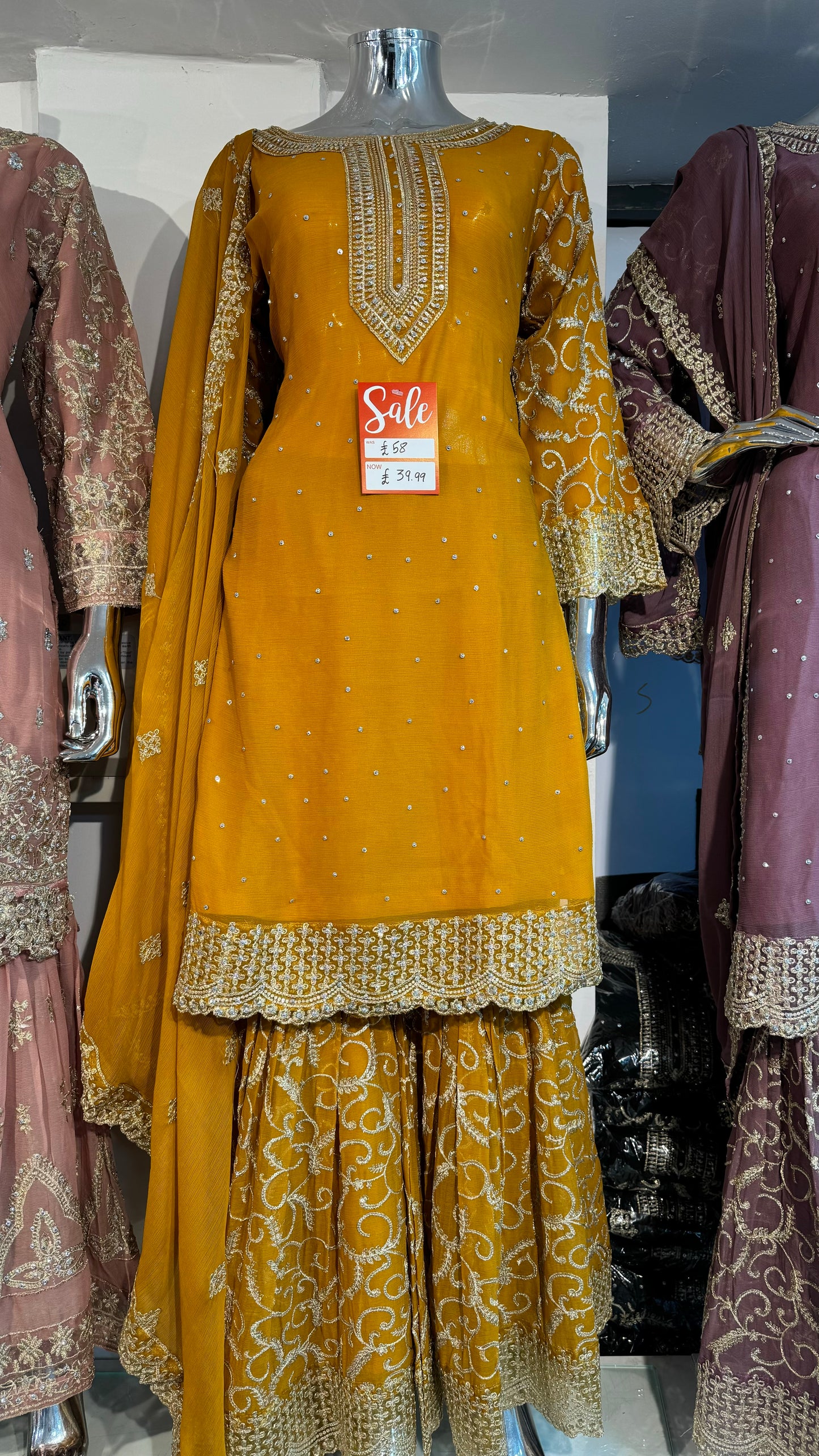 Brit Mother and Daughter 3 piece Chiffon_10028 mustard B99