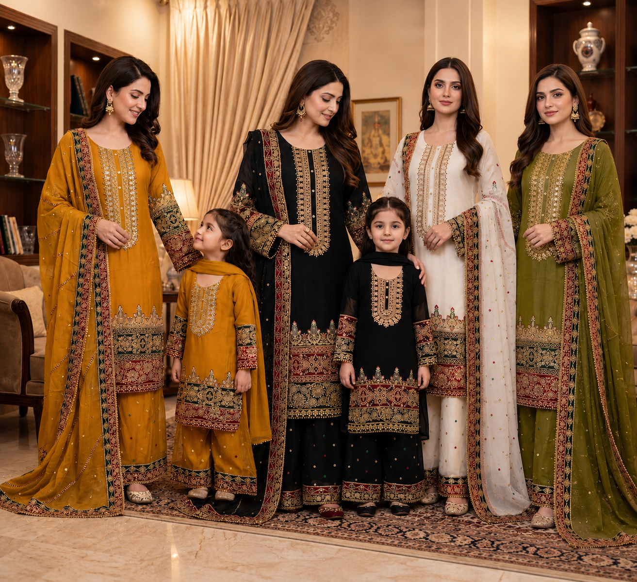 Mother and daughter 3 piece Chiffon collection ladies dress B601