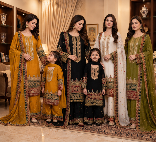 Mother and daughter 3 piece Chiffon collection ladies dress B601