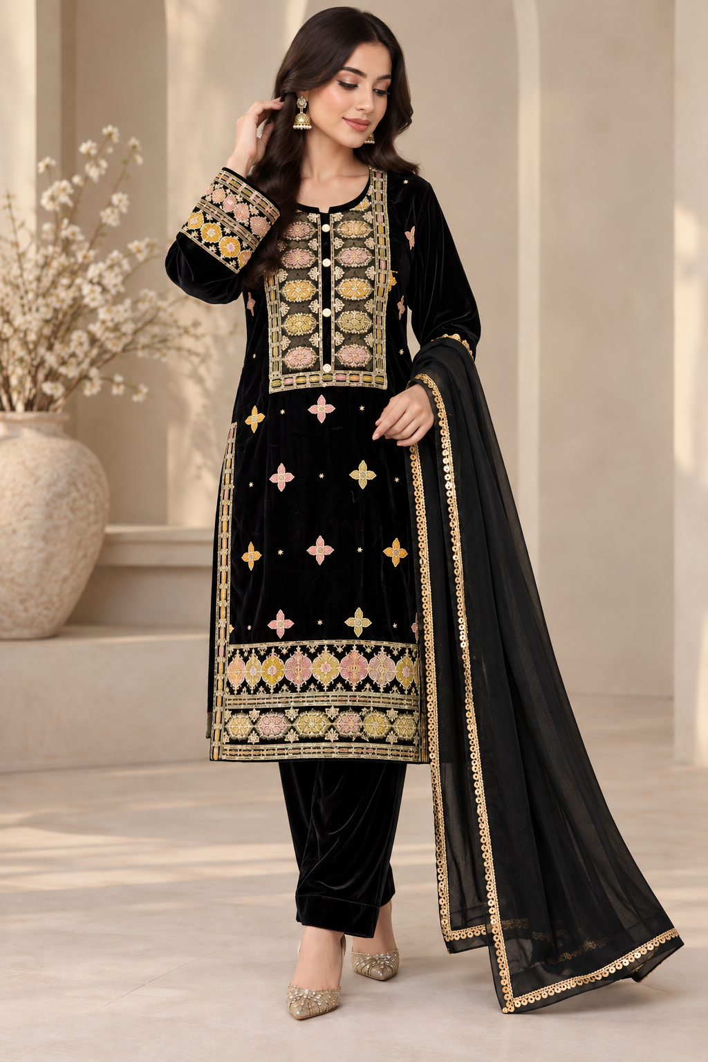 Brit-GL 3 piece Valvet_81042 Pakistani casual suit B426