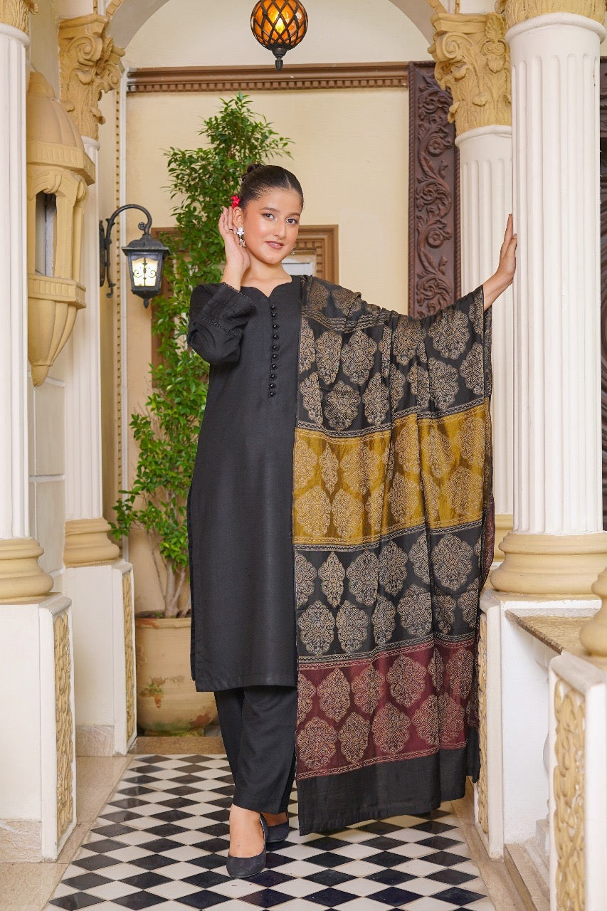 Brit 3 piece Dhanak Pakistani ladies Winter collection suit B406