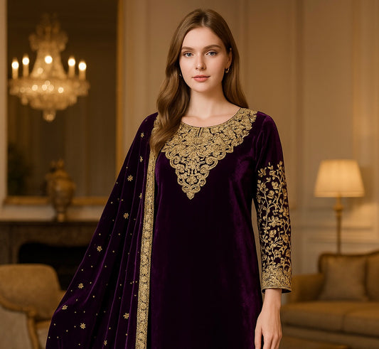 Brit Valvet 3 piece Valvet shawl_4095 D2 purple