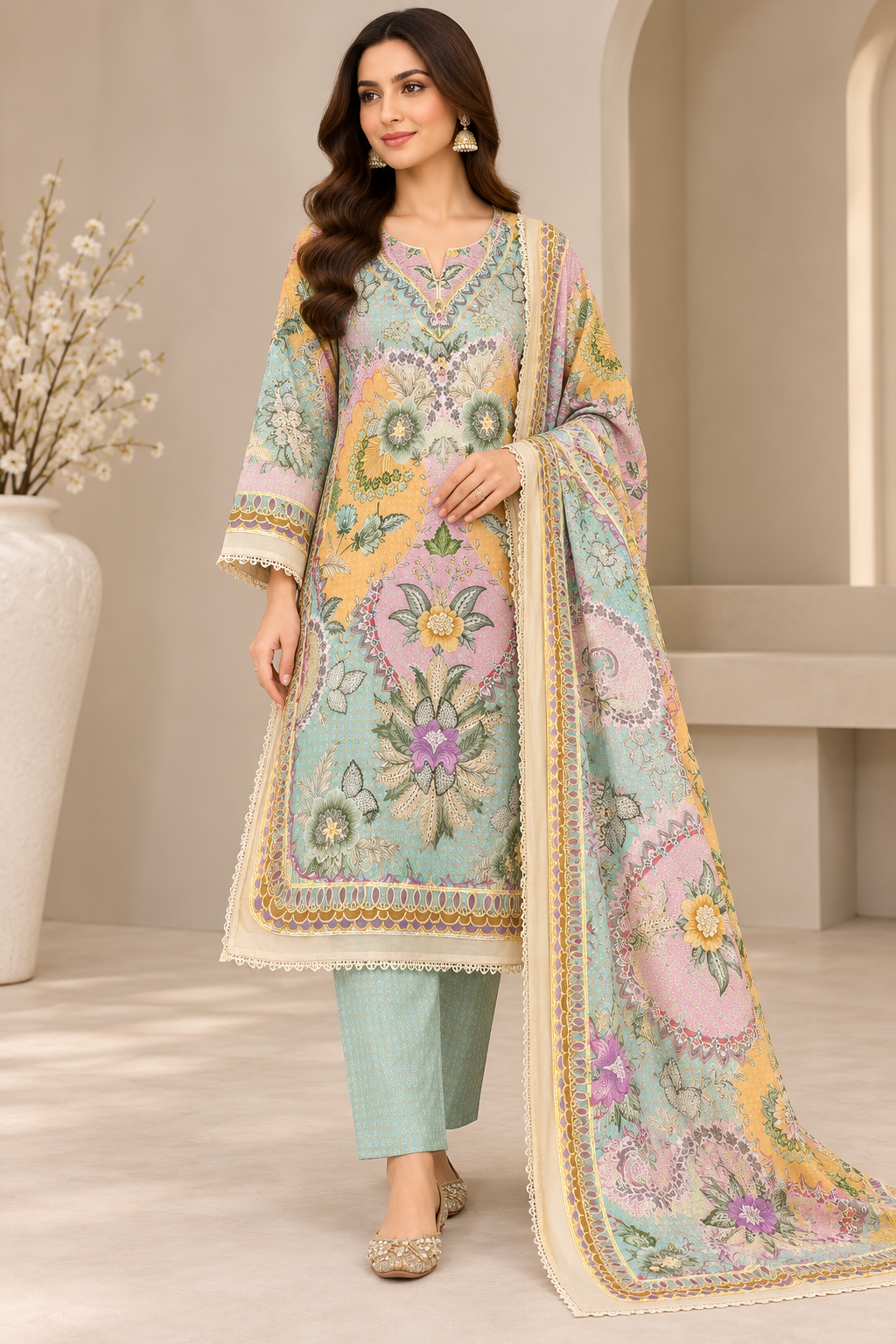 BRIT- GL 3 piece winter cotton designer collection B834