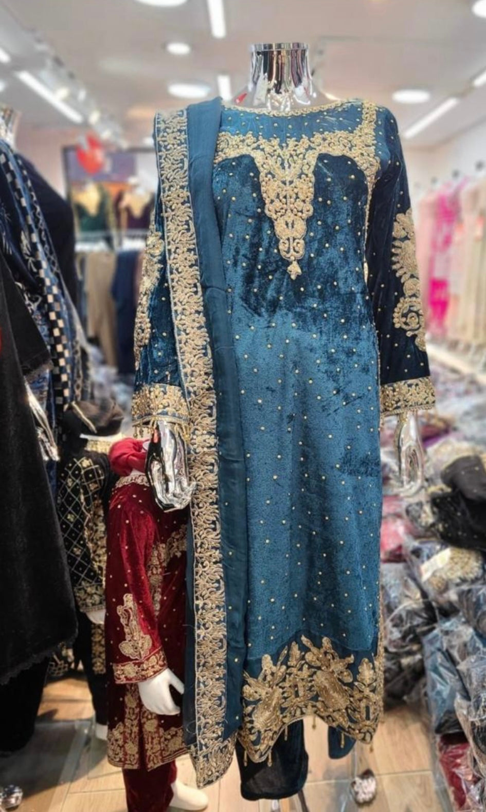 Brit 3 piece Mother and daughter velvet_5004 ladies suit N2/2