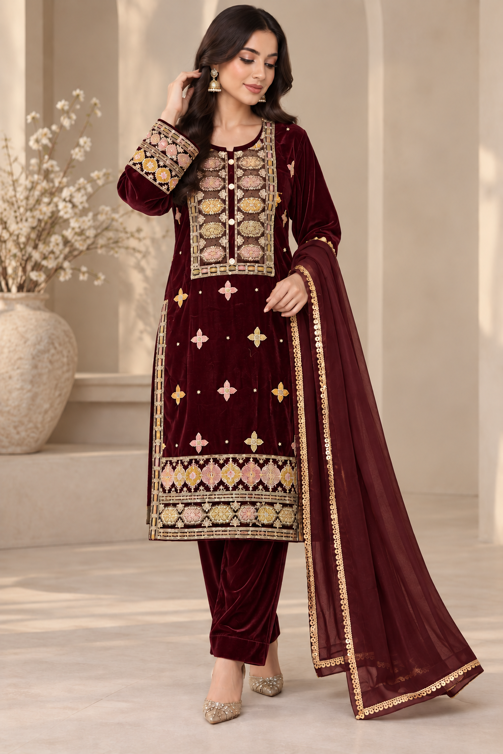 Brit-GL 3 piece Valvet_81042 Pakistani casual suit B426