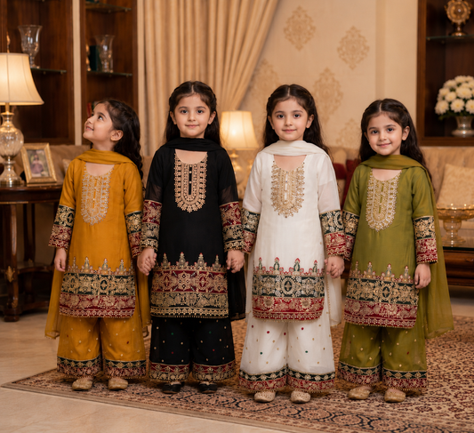 KIDS Mother and daughter 3 piece Chiffon collection ladies dress B601