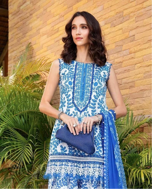 M Print  inspired 3 piece luxury lawn_81042 Pakistani ladies suit B199