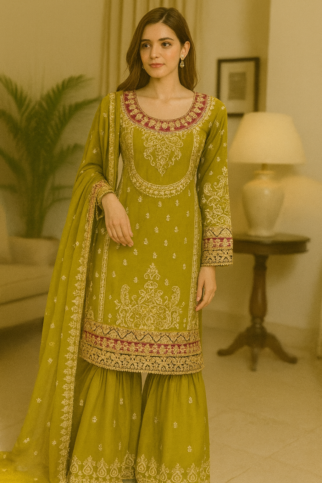 Brit 3 piece chiffon mother and daughter _8103 olive B172