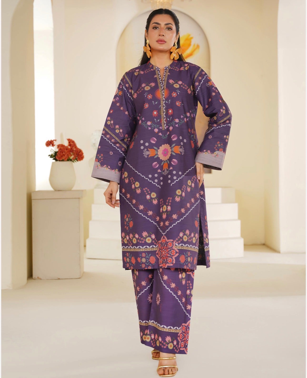 Ethnic inspired 2 piece slub _81042 Pakistani ladies suit B470