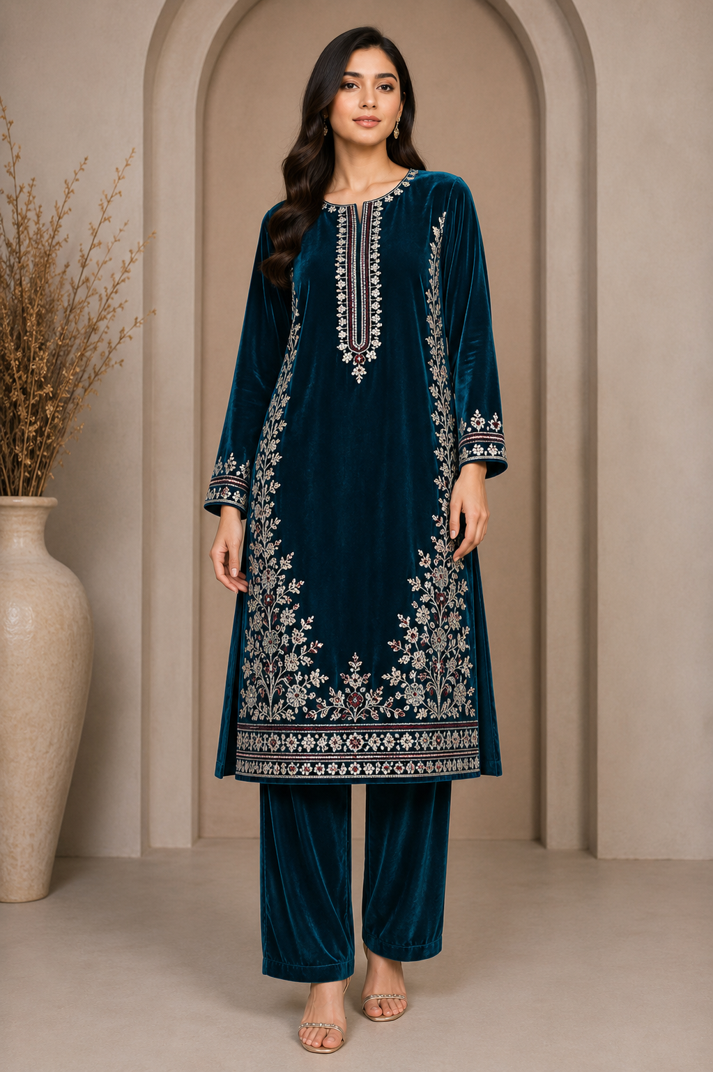 BRIT 2 piece designer Micro Valvet collection ladies dress B734
