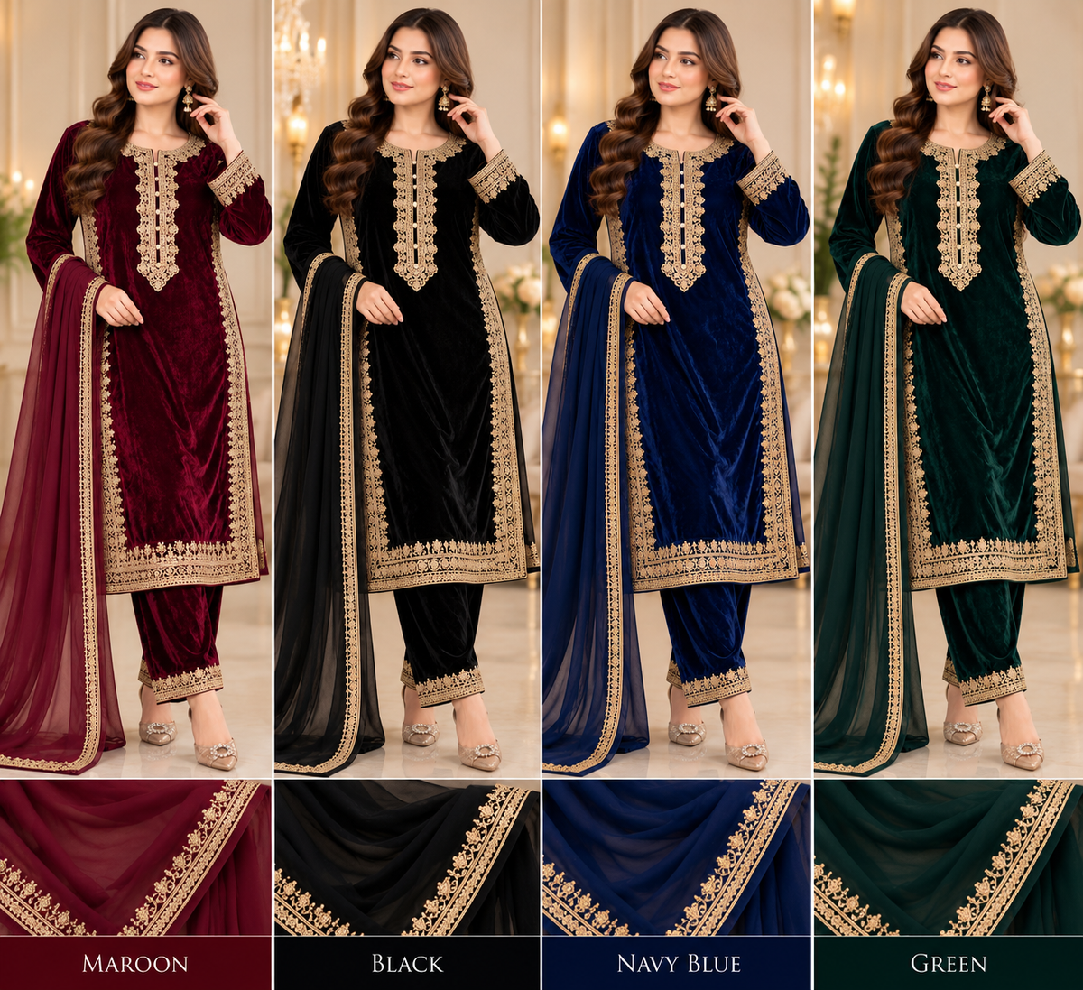 BRIT- GL 3 piece velvet designer collection B812