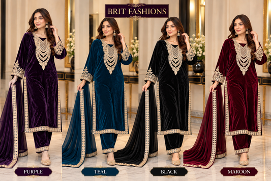 BRIT- GL 3 piece valvet designer collection B799