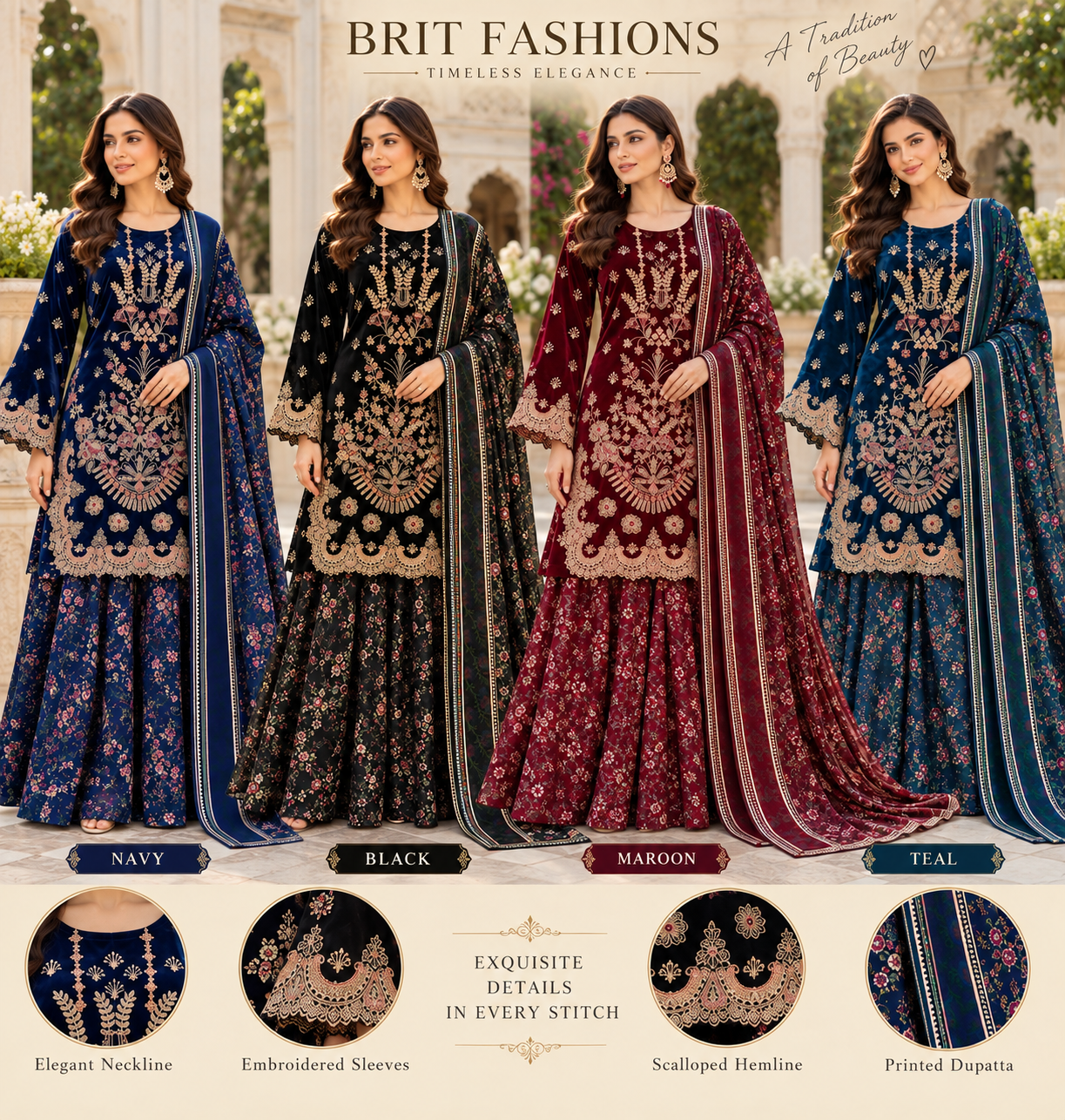 BRIT 3 piece 9000 micro valvet collection ladies dress B759