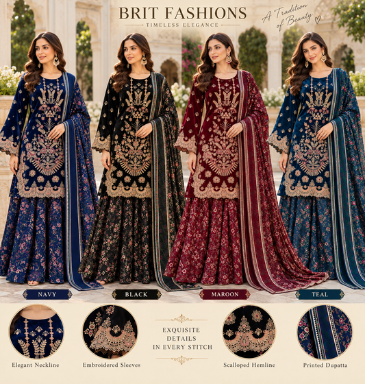 BRIT 3 piece 9000 micro valvet collection ladies dress B759