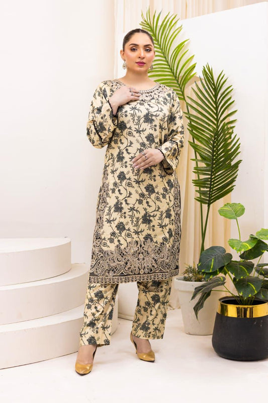 Brit 3 piece linen_81042 Pakistani ladies suit orange B271