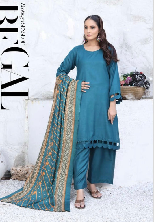 Brit 3 piece Dhanak Pakistani ladies Winter collection suit B404