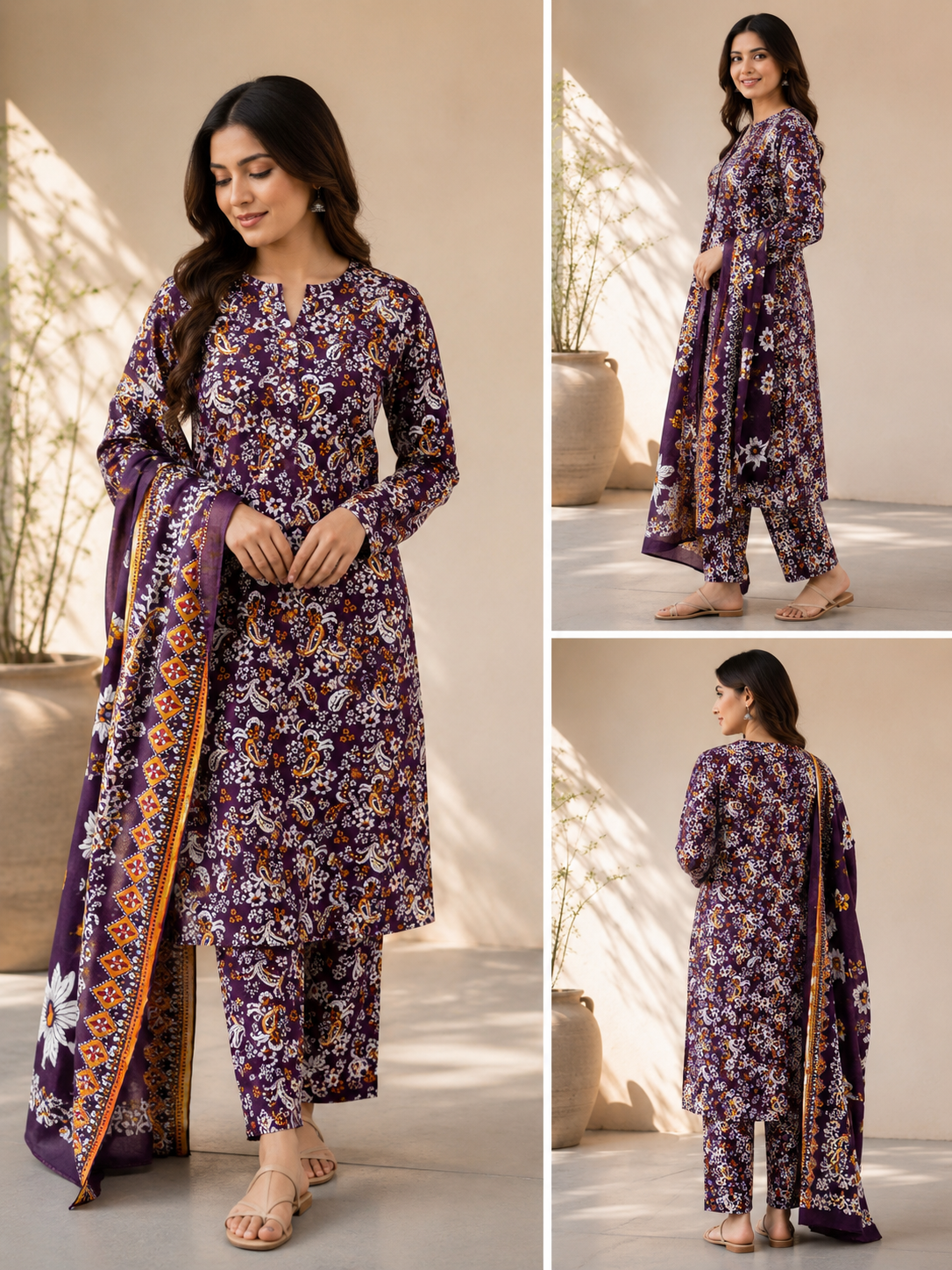 M print inspired 3 piece  luxury lawn_81042 Pakistani ladies suit B631