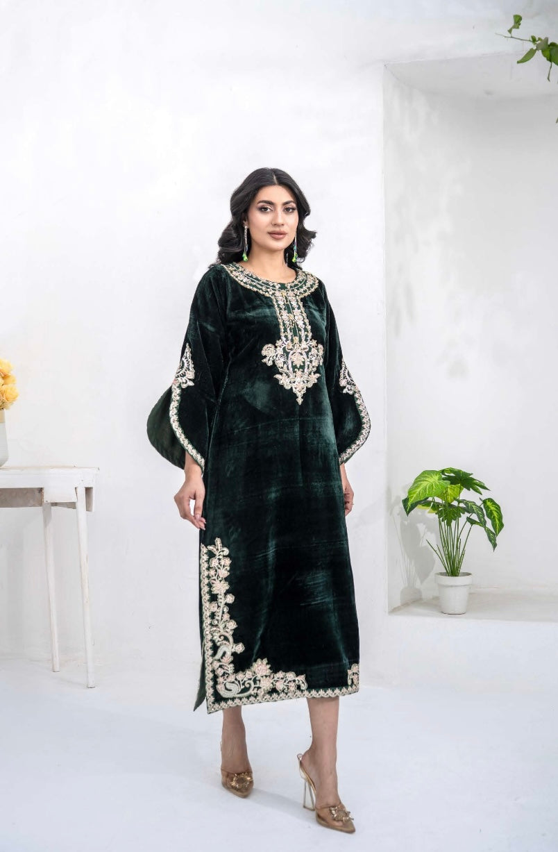Ethnic inspired 1 piece MICRO Valvet KURTA Pakistani ladies Winter collection suit B412