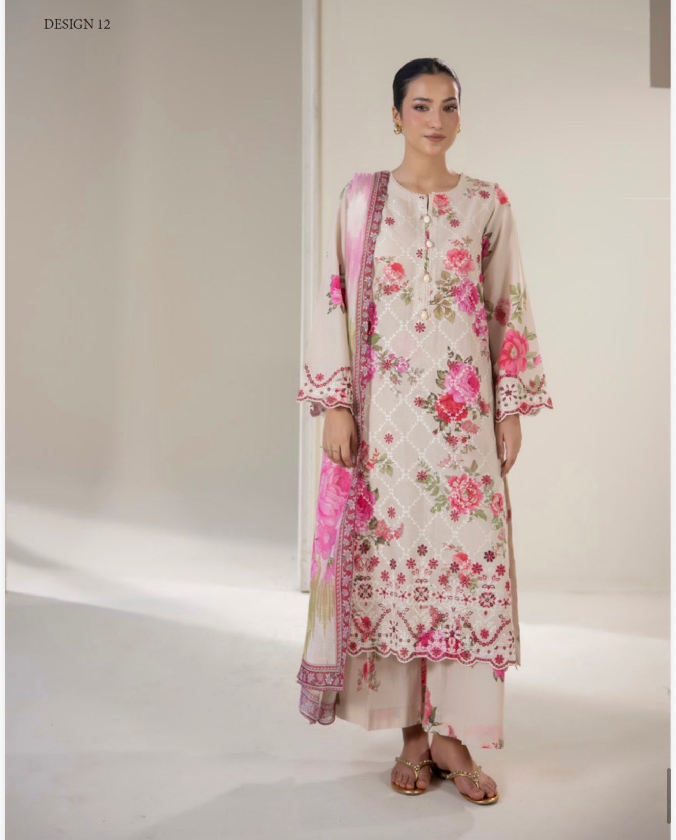 Adan Liba’s 3 piece Lawn cotton original designer embroidered ladies dress B613