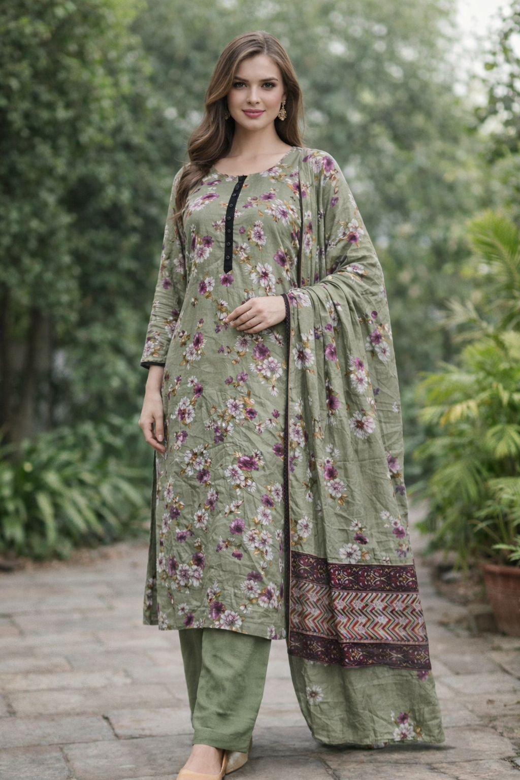 Brit 3 piece Dhanak Pakistani ladies Winter collection suit B398