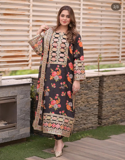 Brit 3 piece Silk _81042 Pakistani ladies suit B424