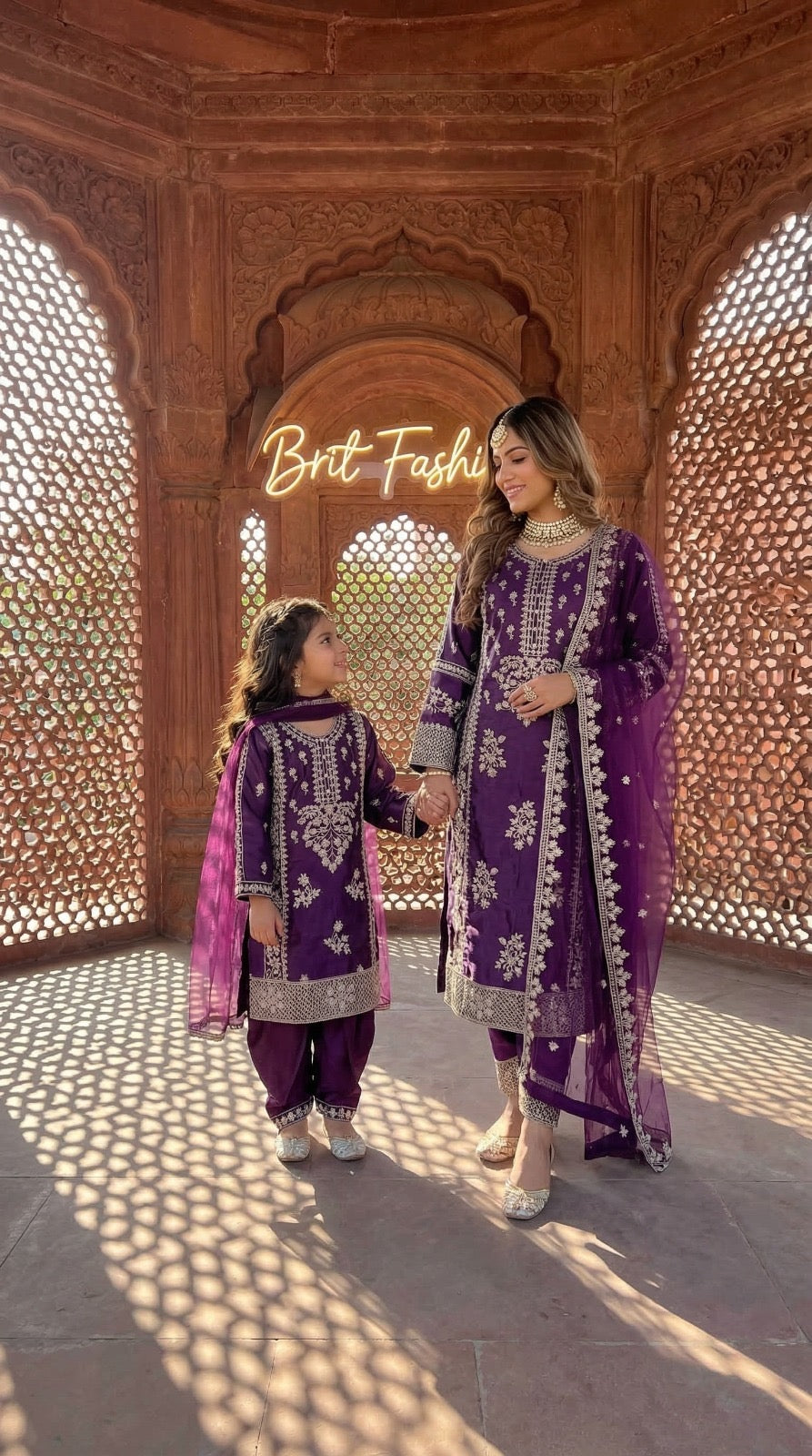 BRIT 3 piece Mother and daughter luxury silk _81042 Pakistani ladies suit B528