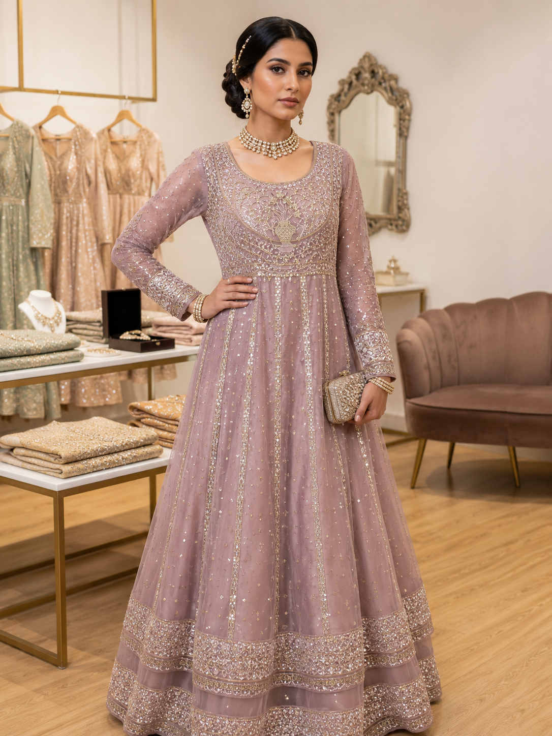 BRIT 3 piece luxury Designer chiffon Maxi collection B718