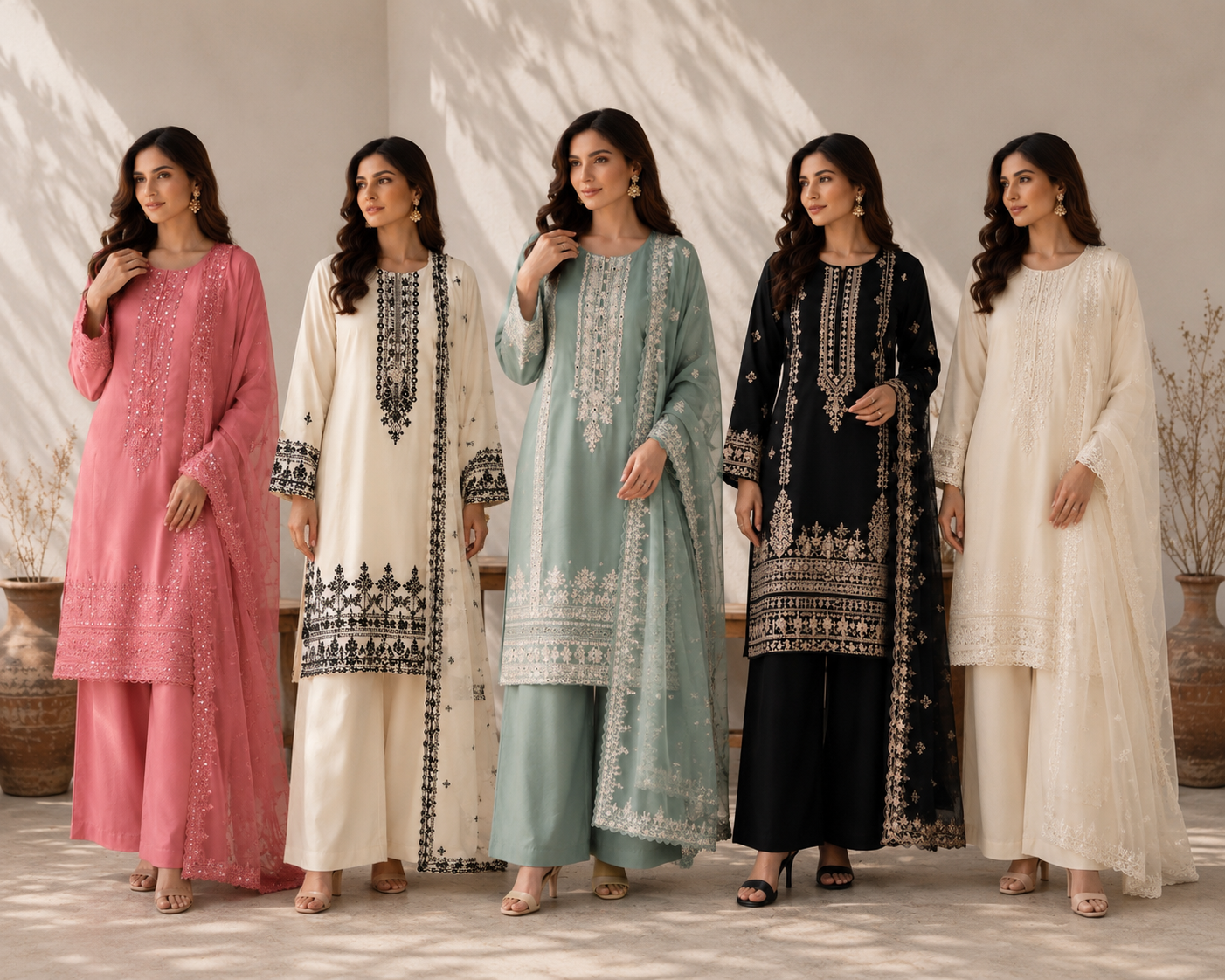 Brit 3 piece ladies embroidered Linen collection B590