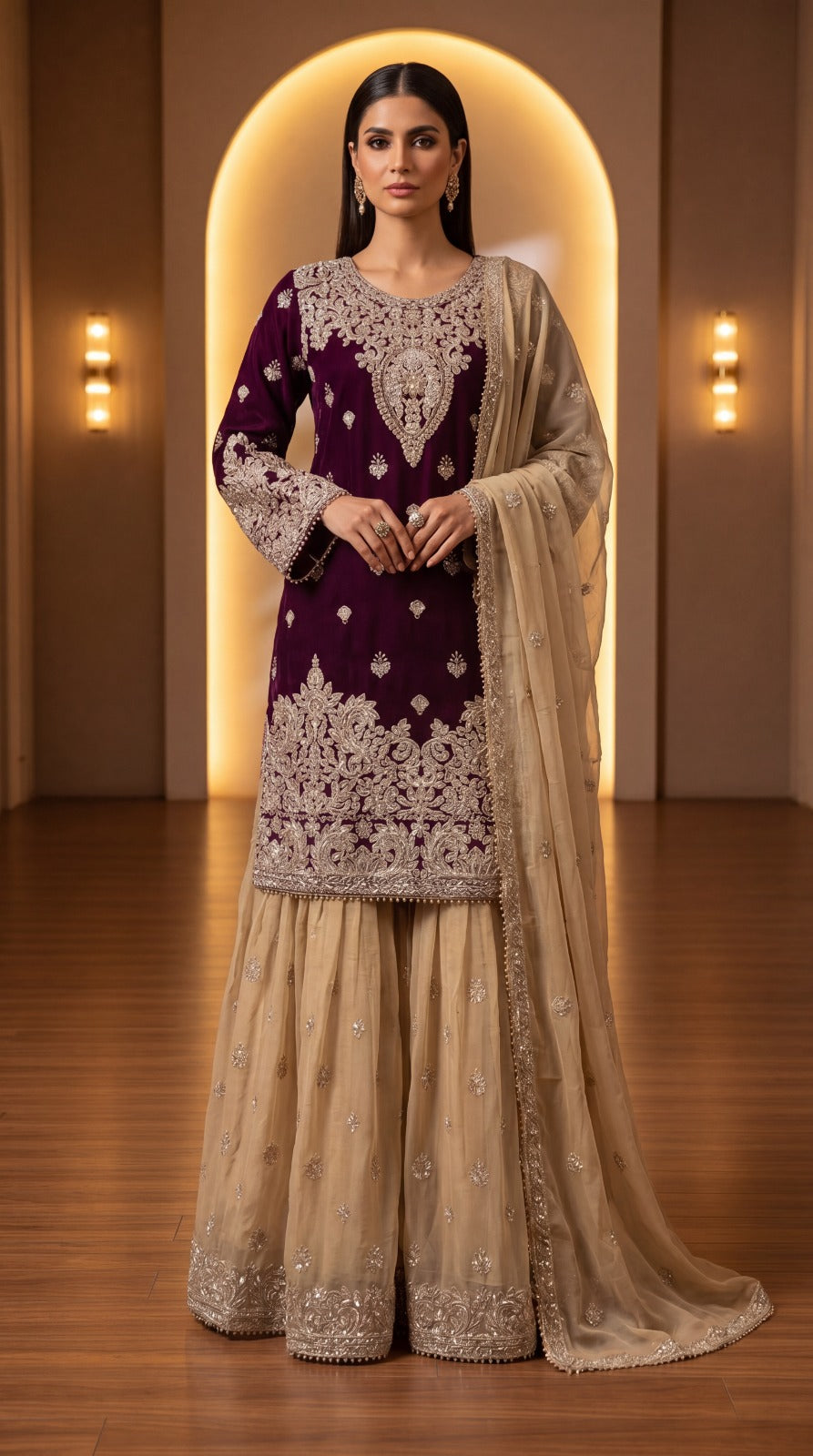 Brit 3 piece Chiffon collection ladies dress B599